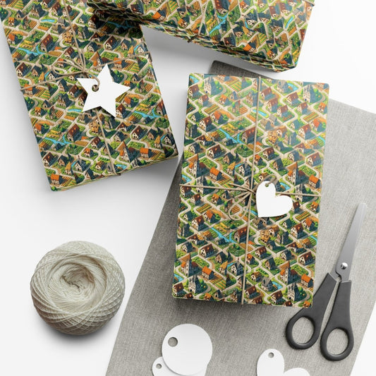 House Cluster Carcossonne Style Gift Wrap - Home Decor | ShirtyAgents