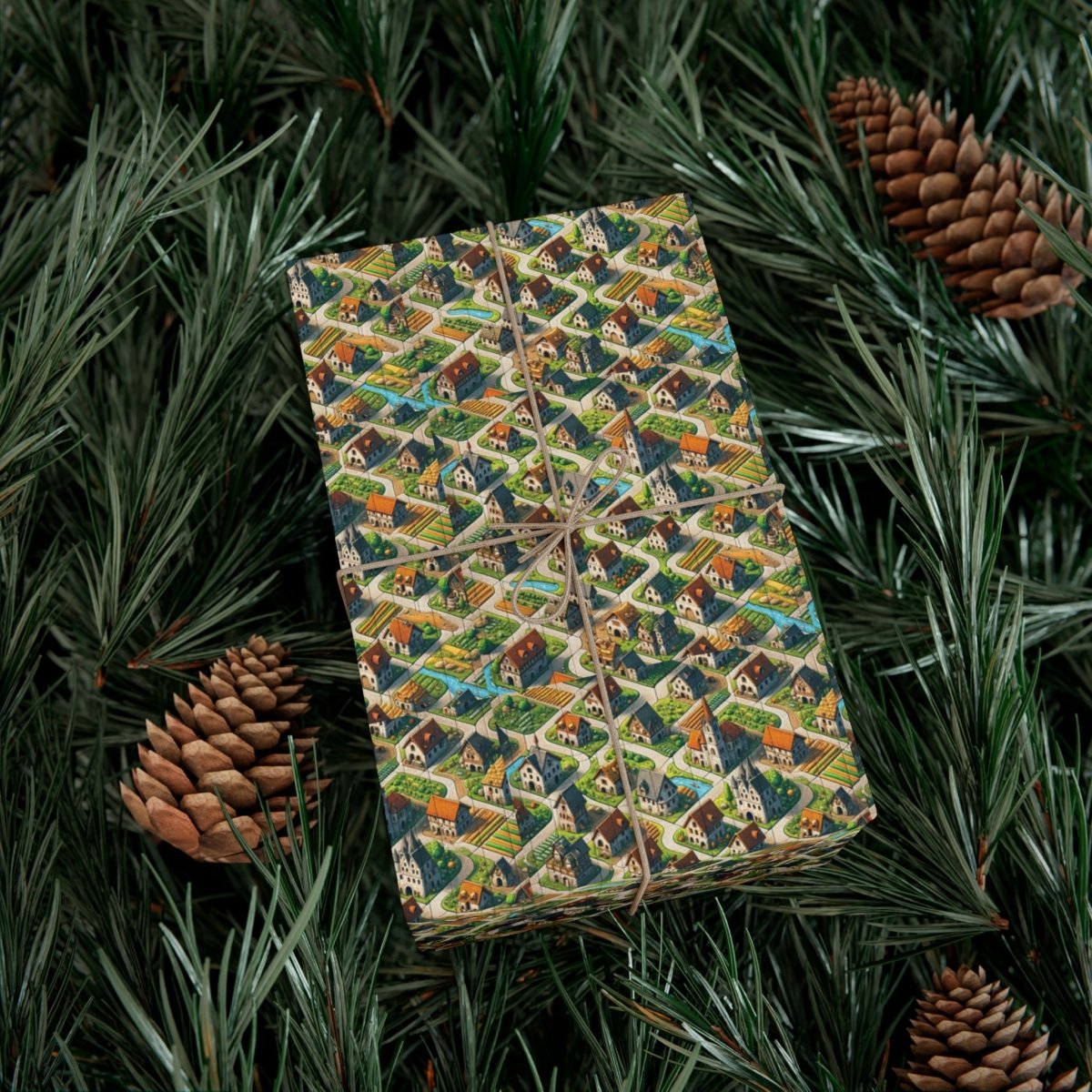 House Cluster Carcossonne Style Gift Wrap - Home Decor | ShirtyAgents