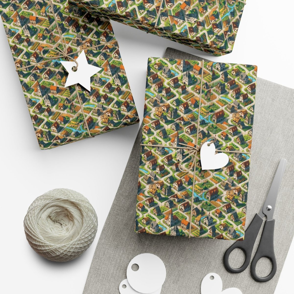 House Cluster Carcossonne Style Gift Wrap - Home Decor | ShirtyAgents