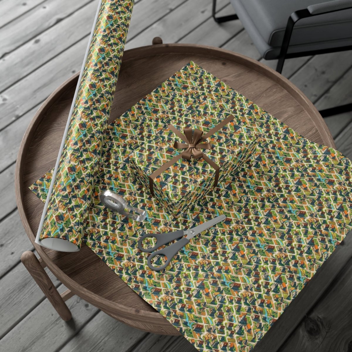 House Cluster Carcossonne Style Gift Wrap - Home Decor | ShirtyAgents