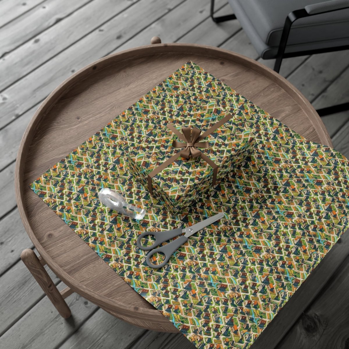 House Cluster Carcossonne Style Gift Wrap - Home Decor | ShirtyAgents
