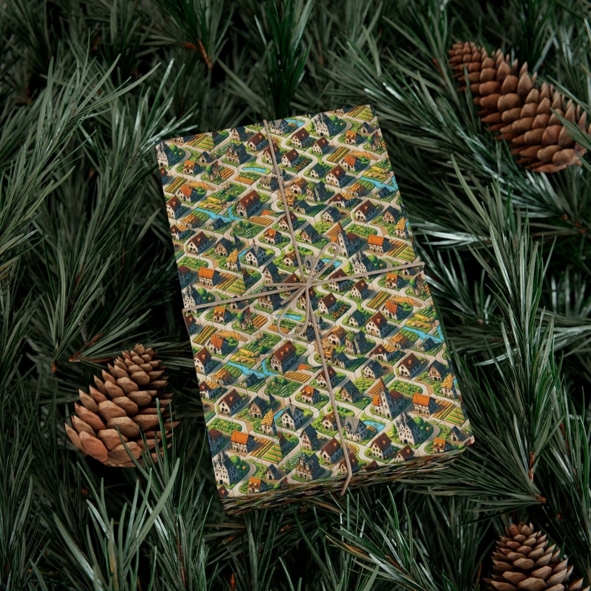House Cluster Carcossonne Style Gift Wrap - Home Decor | ShirtyAgents