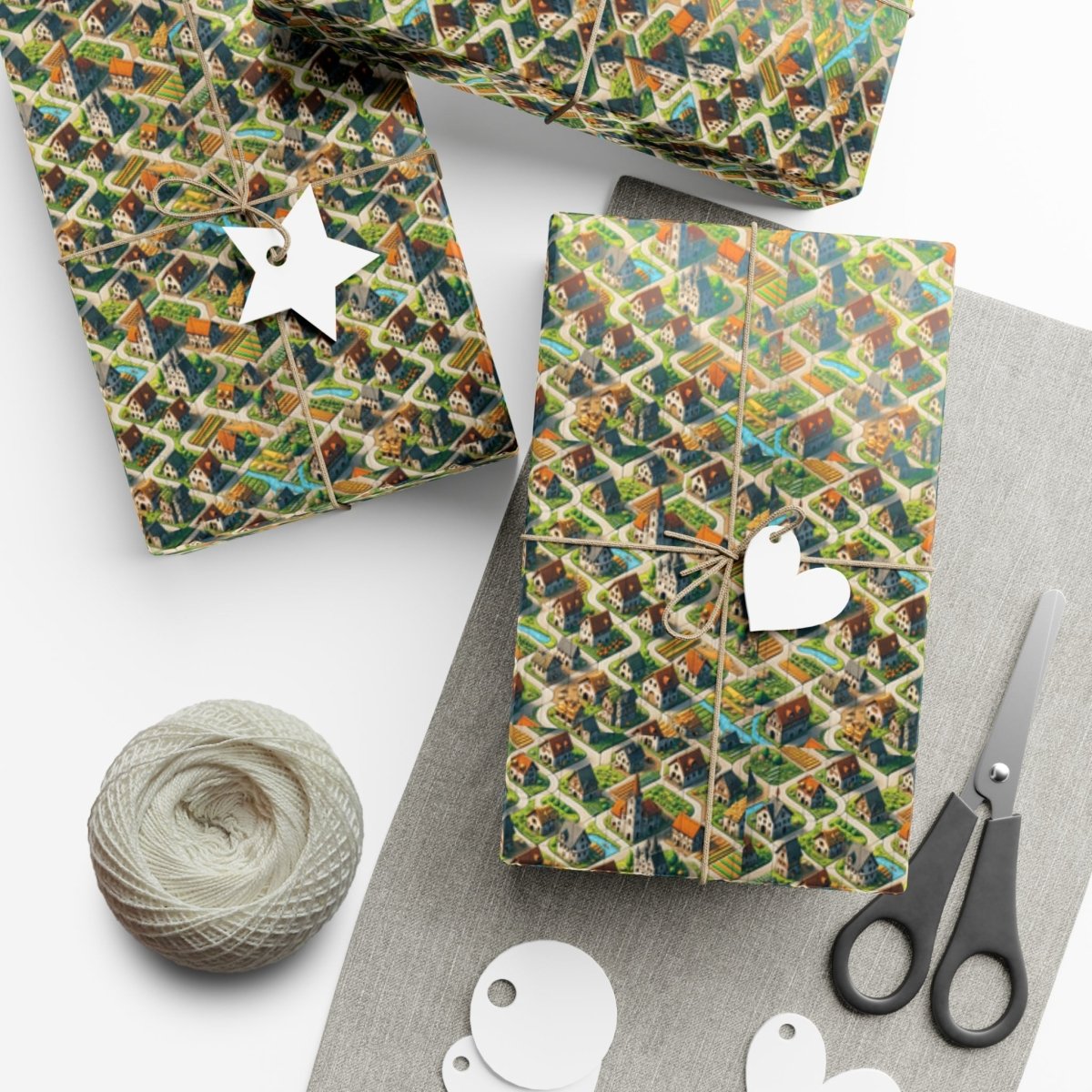 House Cluster Carcossonne Style Gift Wrap - Home Decor | ShirtyAgents