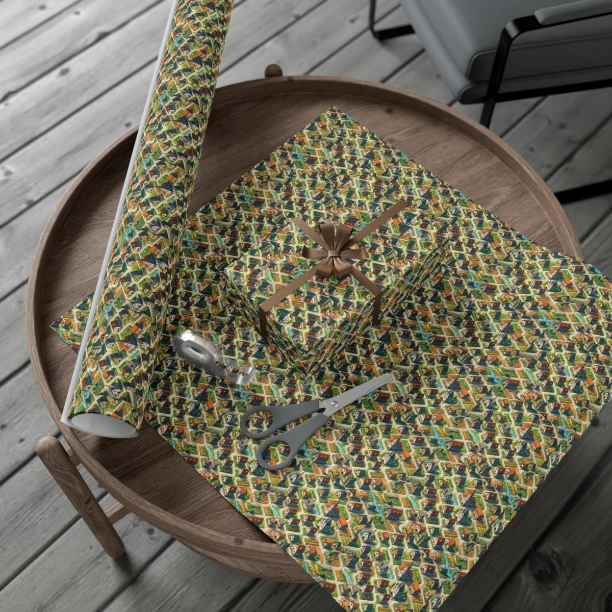 House Cluster Carcossonne Style Gift Wrap - Home Decor | ShirtyAgents
