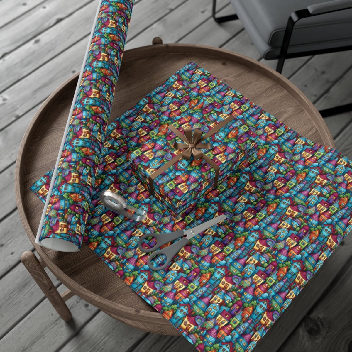 House Cluster Picasso Style Gift Wrap - Home Decor | ShirtyAgents