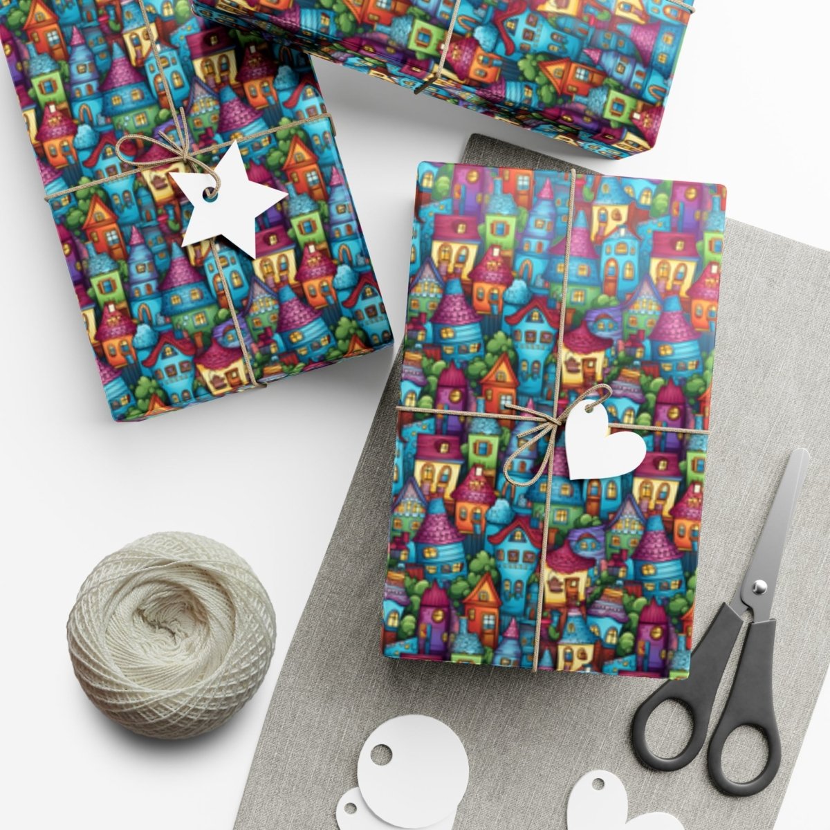 House Cluster Picasso Style Gift Wrap - Home Decor | ShirtyAgents