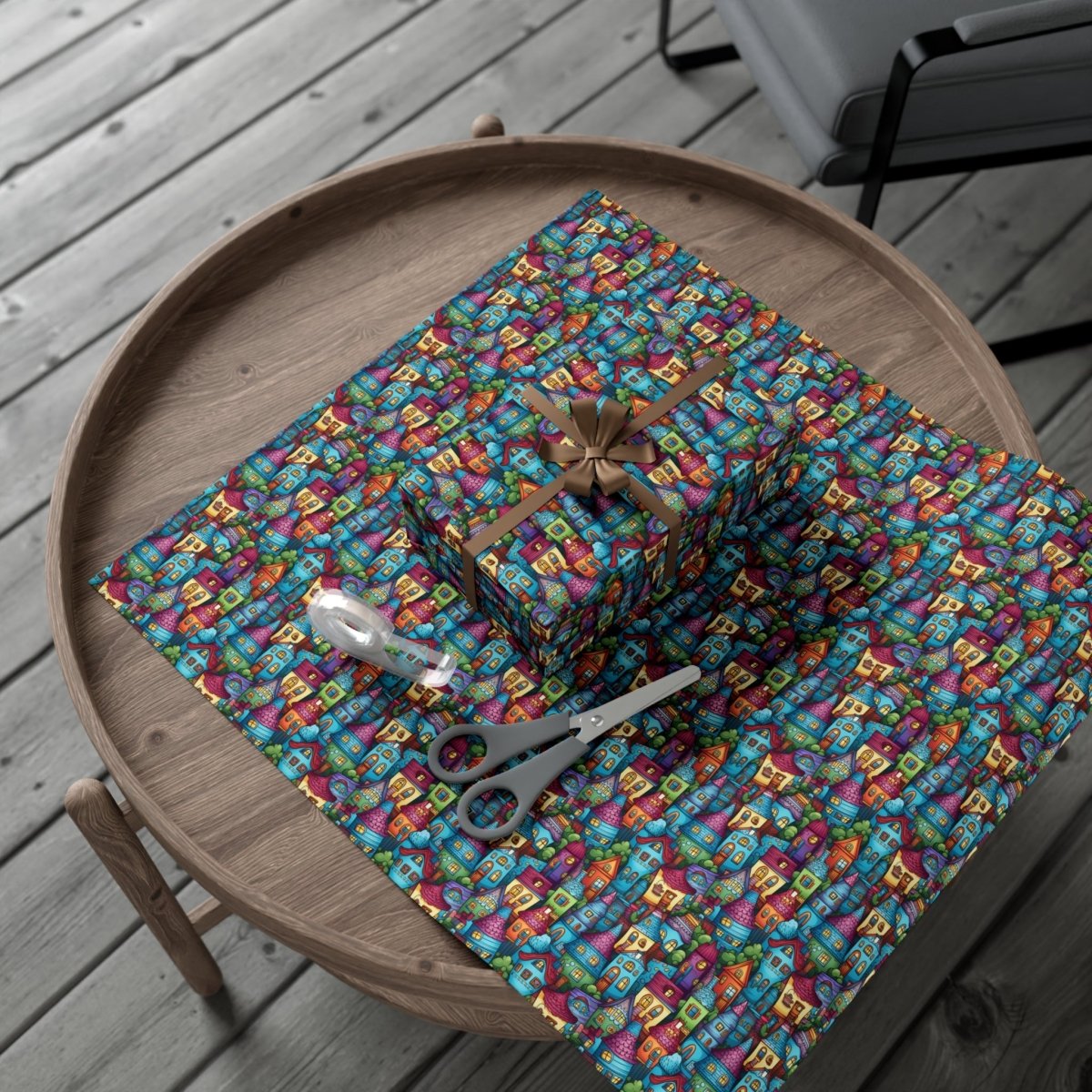 House Cluster Picasso Style Gift Wrap - Home Decor | ShirtyAgents