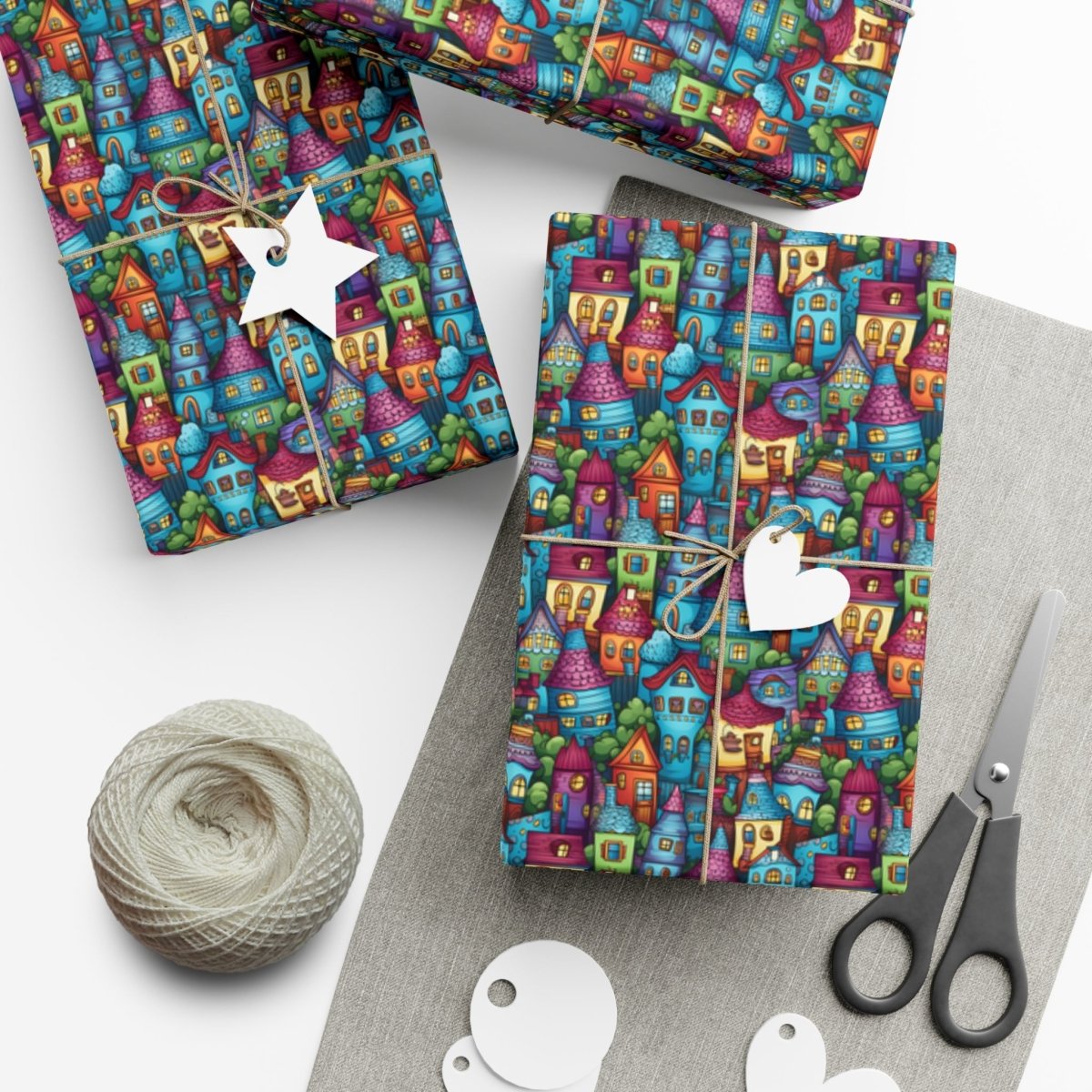 House Cluster Picasso Style Gift Wrap - Home Decor | ShirtyAgents