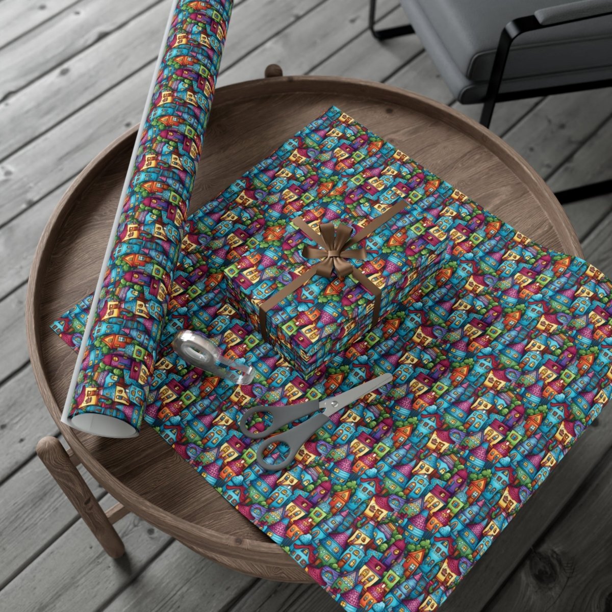 House Cluster Picasso Style Gift Wrap - Home Decor | ShirtyAgents