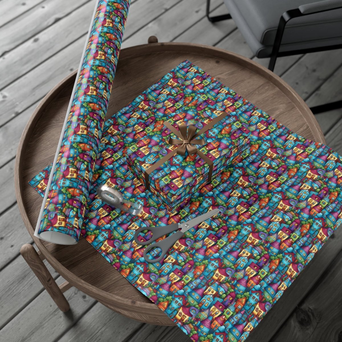 House Cluster Picasso Style Gift Wrap - Home Decor | ShirtyAgents