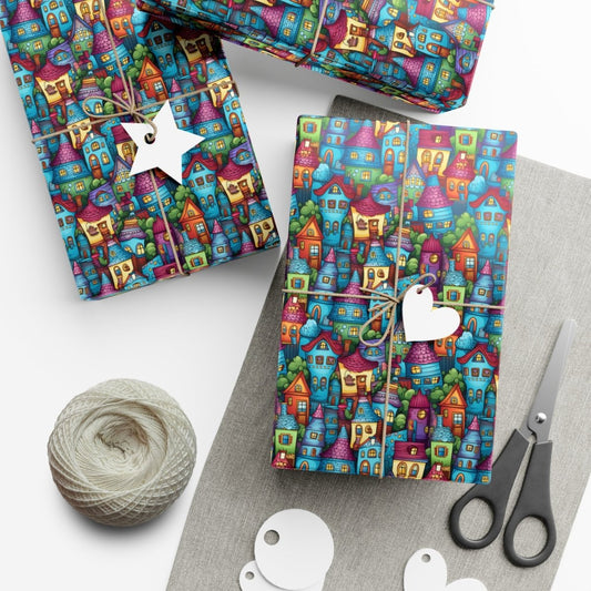 House Cluster Picasso Style Gift Wrap - Home Decor | ShirtyAgents