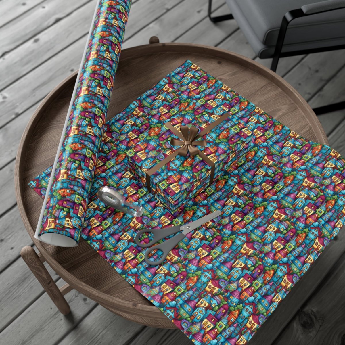 House Cluster Picasso Style Gift Wrap - Home Decor | ShirtyAgents