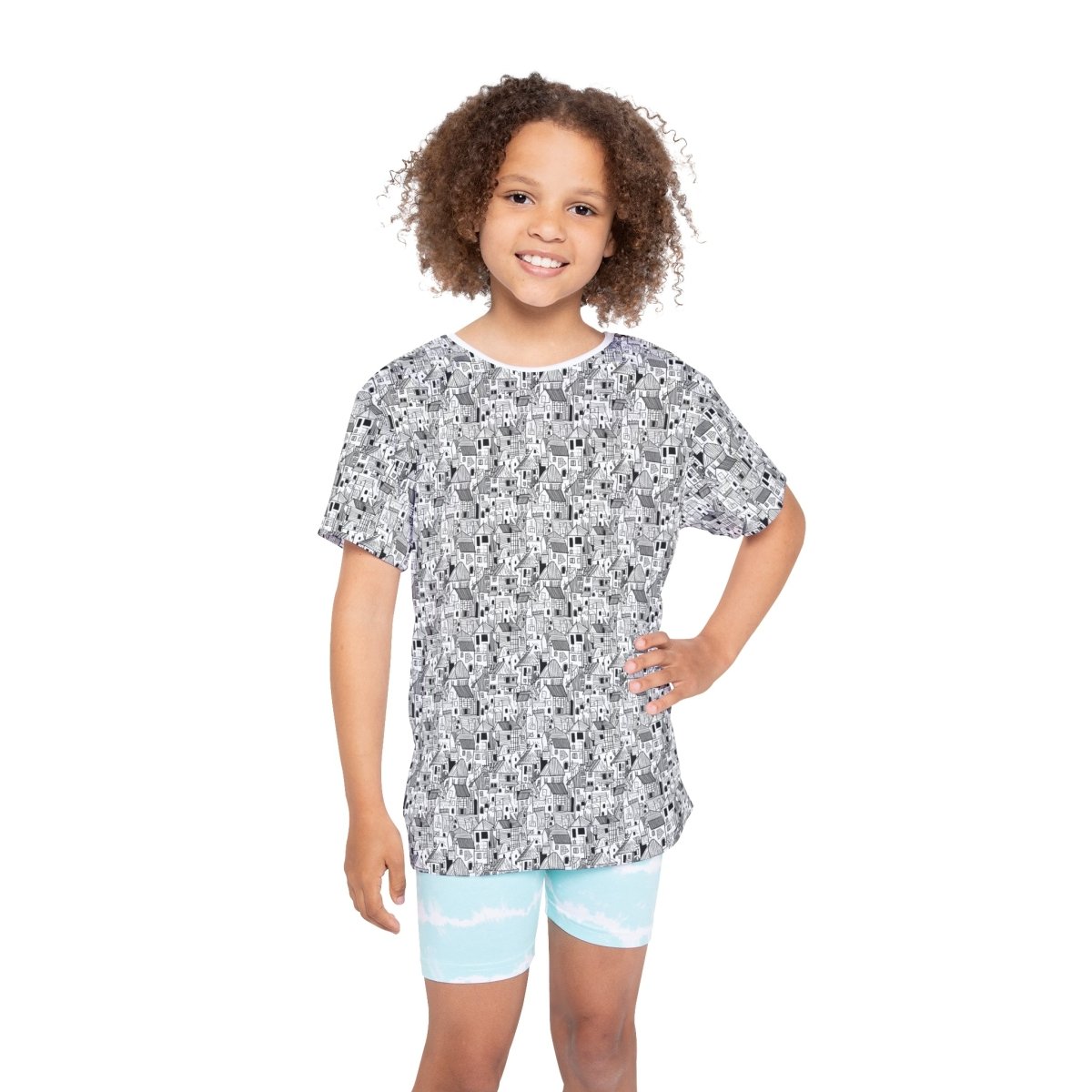 House Cubism Coloring Book Sketch – B&W Kids Tee - All Over Prints | ShirtyAgents