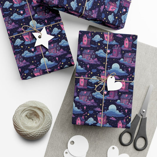 Houses in Space Gift Wrap Papers - Home Decor | ShirtyAgents