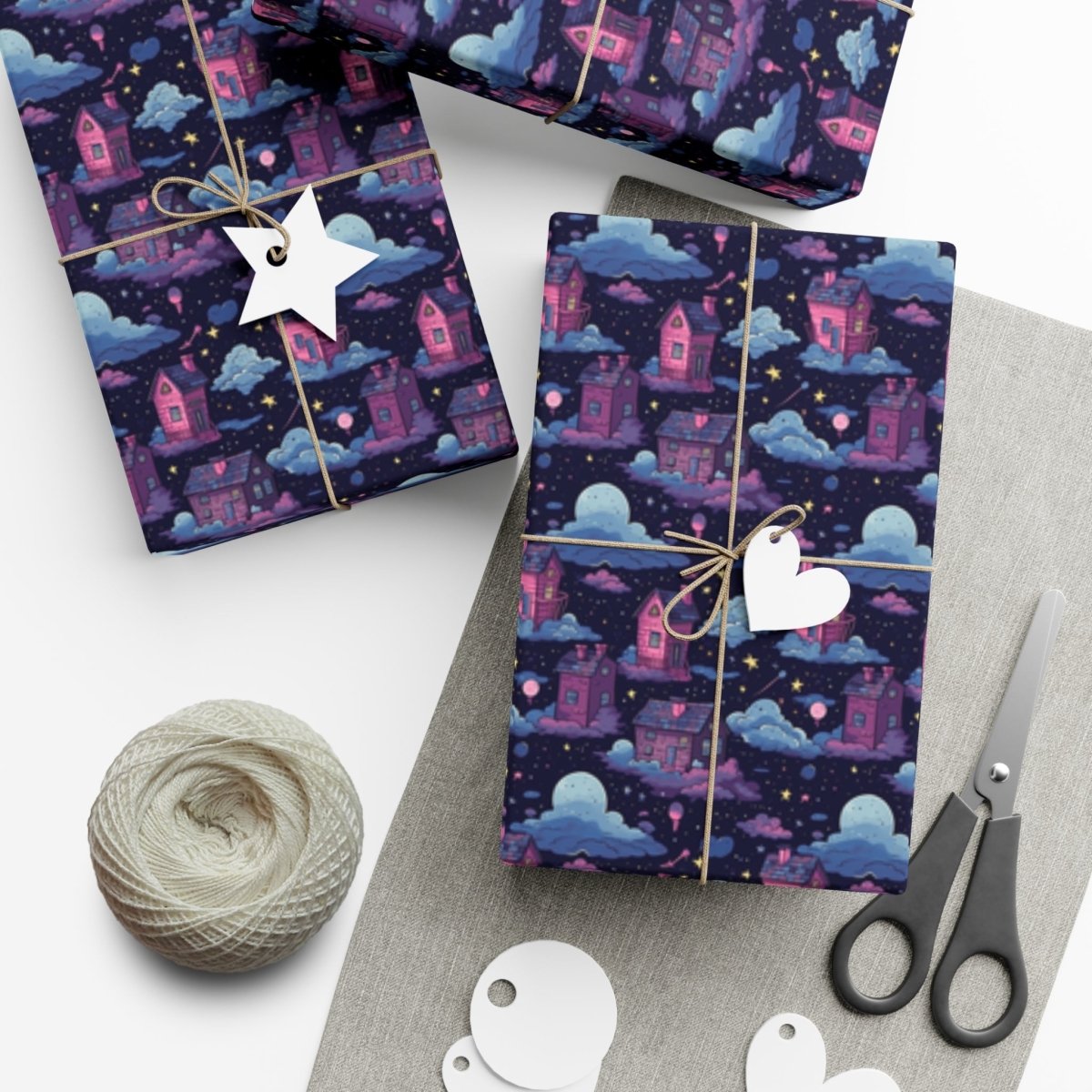 Houses in Space Gift Wrap Papers - Home Decor | ShirtyAgents