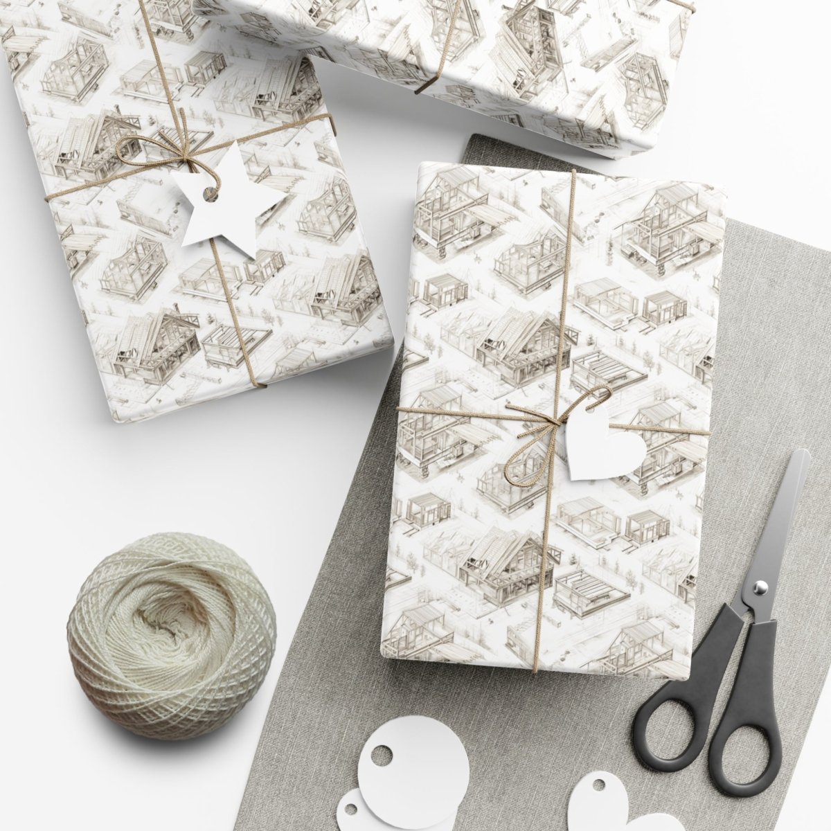 Houses Under Construction Pencil Sketch Gift Wrap - Home Decor | ShirtyAgents