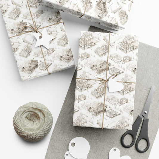 Houses Under Construction Pencil Sketch Gift Wrap - Home Decor | ShirtyAgents
