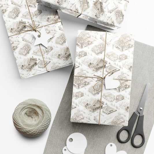 Houses Under Construction Pencil Sketch Gift Wrap - Home Decor | ShirtyAgents