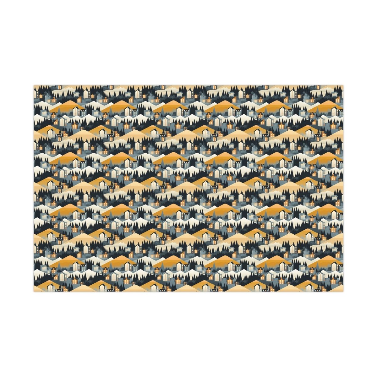 Modern Mountain Houses Flat Style Gift Wrap - Home Decor | ShirtyAgents