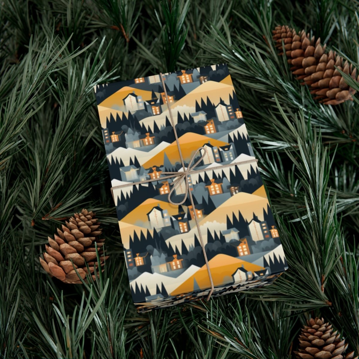 Modern Mountain Houses Flat Style Gift Wrap - Home Decor | ShirtyAgents