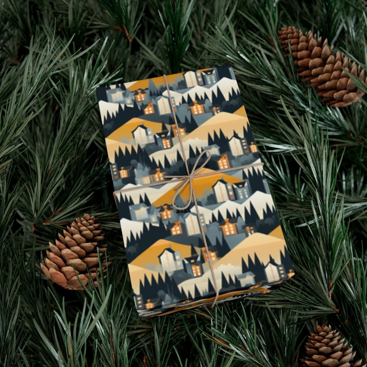 Modern Mountain Houses Flat Style Gift Wrap - Home Decor | ShirtyAgents