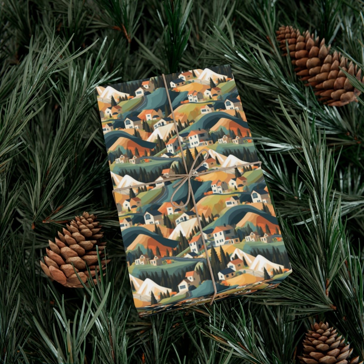 Modern Mountain Houses Pastel Gift Wrap - Home Decor | ShirtyAgents