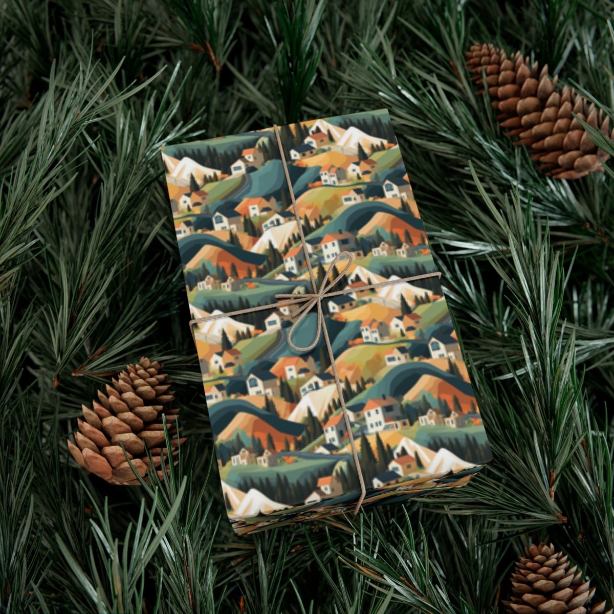 Modern Mountain Houses Pastel Gift Wrap - Home Decor | ShirtyAgents