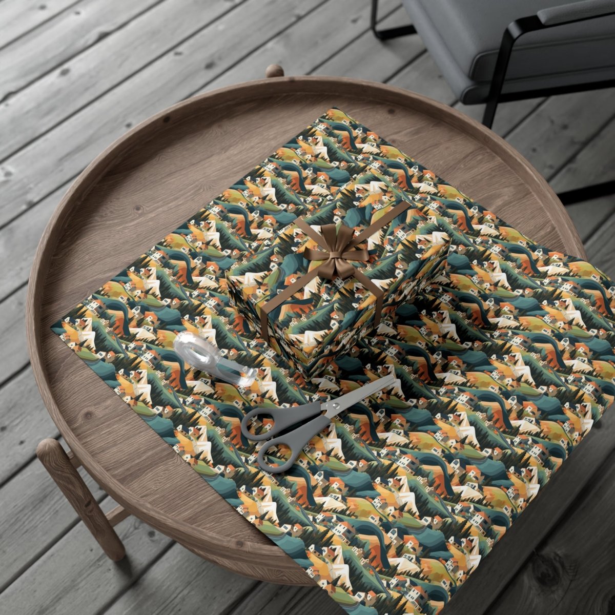 Modern Mountain Houses Pastel Gift Wrap - Home Decor | ShirtyAgents