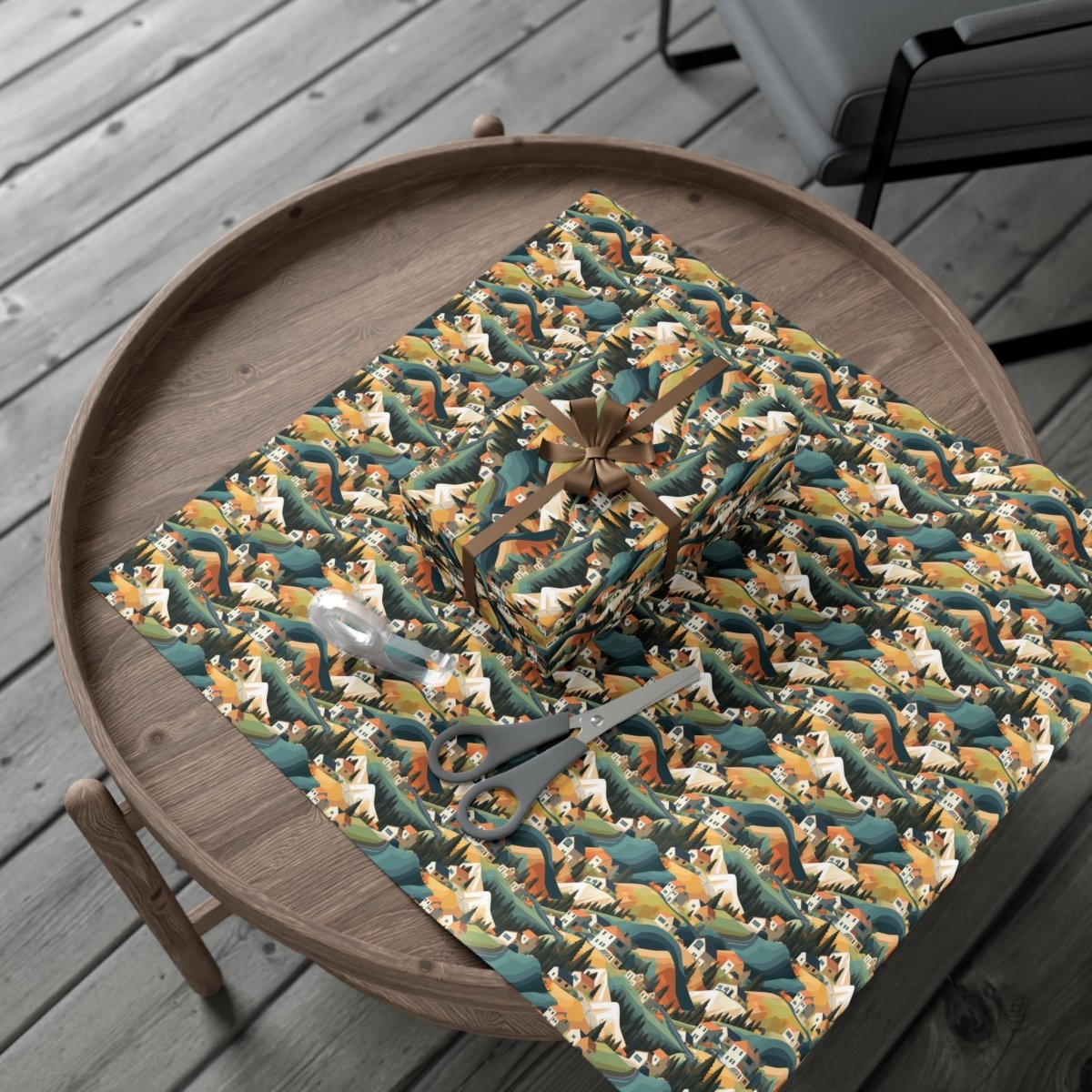 Modern Mountain Houses Pastel Gift Wrap - Home Decor | ShirtyAgents