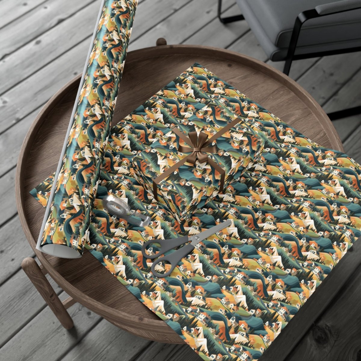 Modern Mountain Houses Pastel Gift Wrap - Home Decor | ShirtyAgents