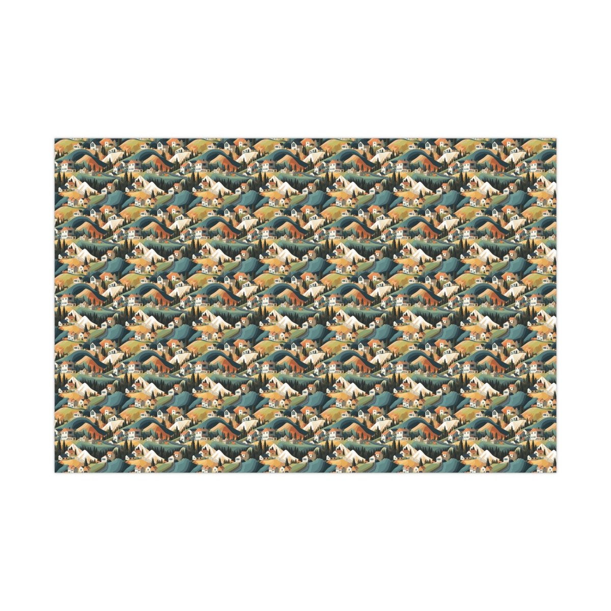 Modern Mountain Houses Pastel Gift Wrap - Home Decor | ShirtyAgents