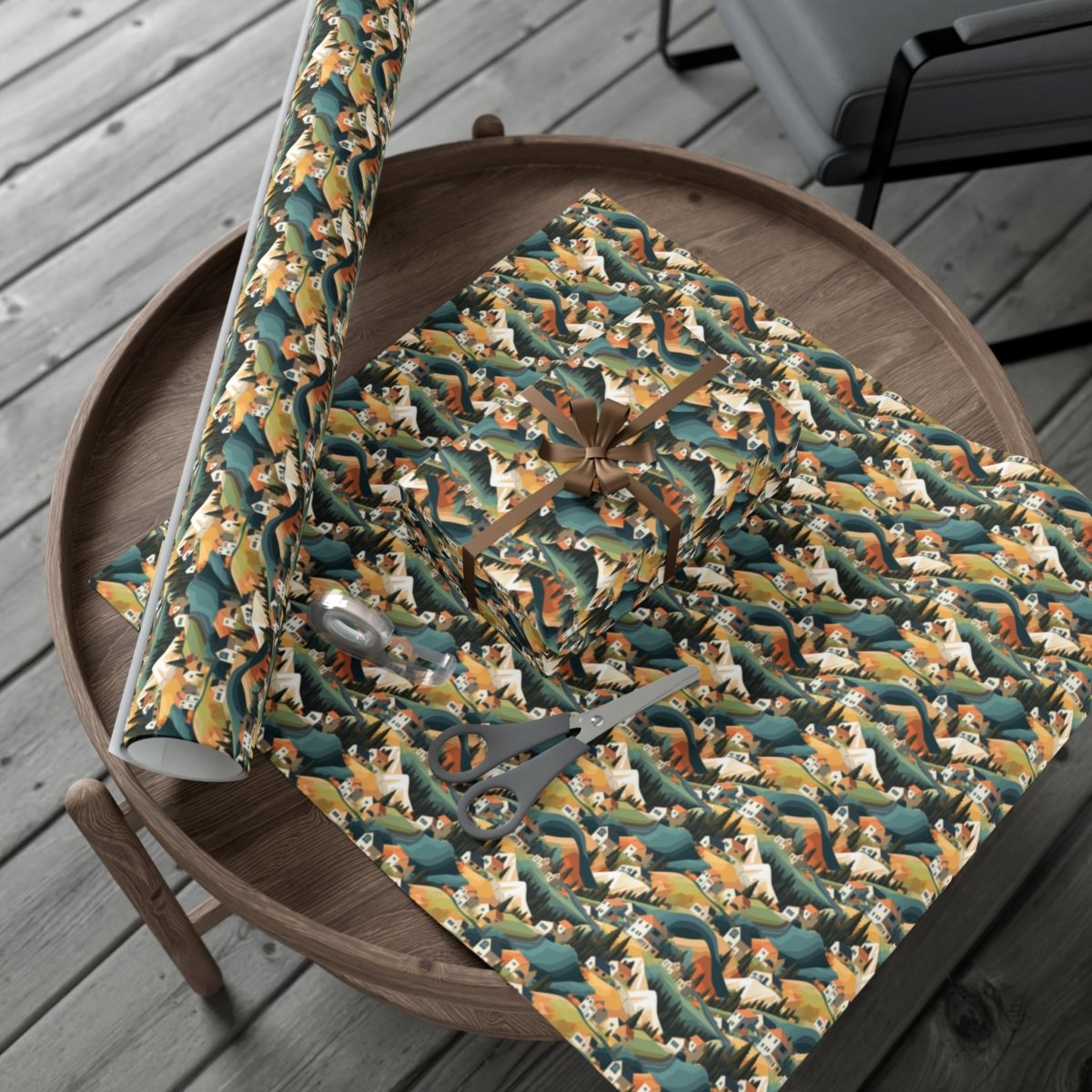 Modern Mountain Houses Pastel Gift Wrap - Home Decor | ShirtyAgents