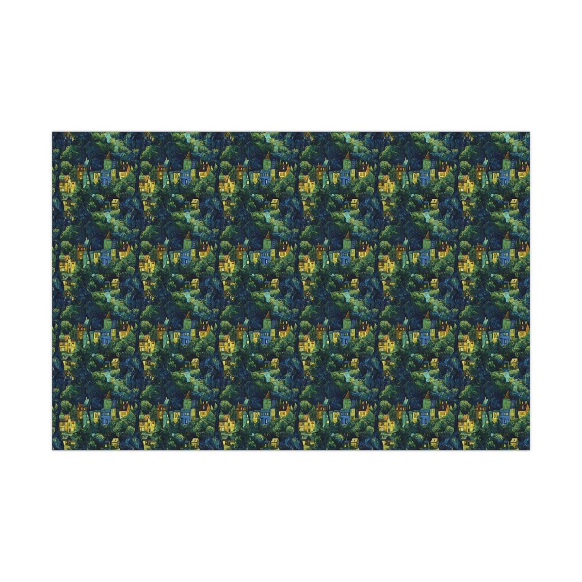 Neighborhood Collage Van Gogh Style Gift Wrap - Home Decor | ShirtyAgents