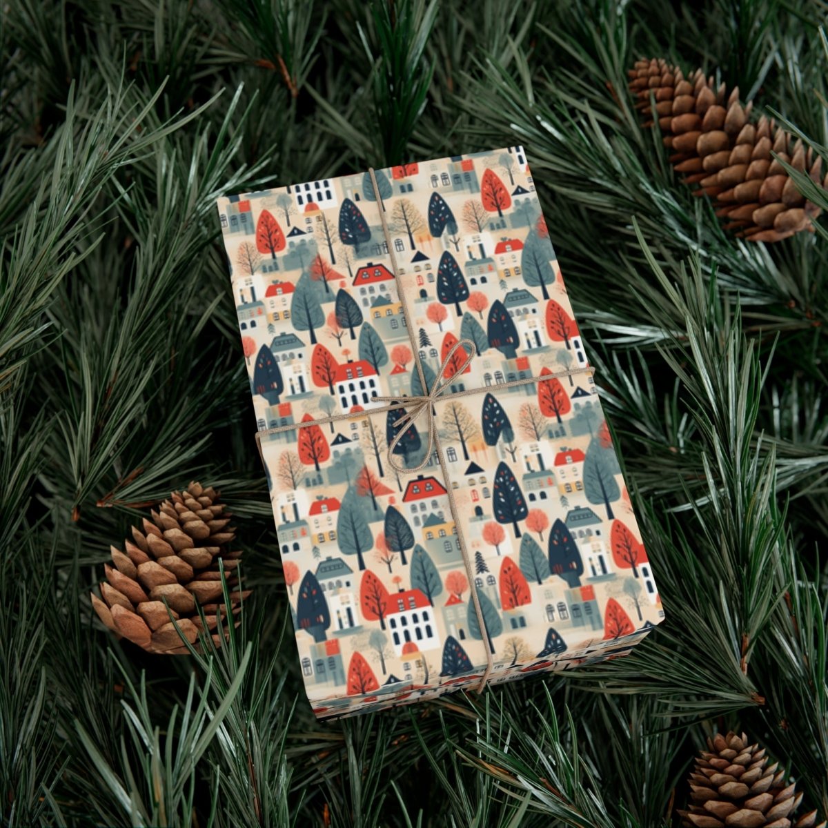 Neighborhood Full of Houses Minimalist Style Gift Wrap - Home Decor | ShirtyAgents