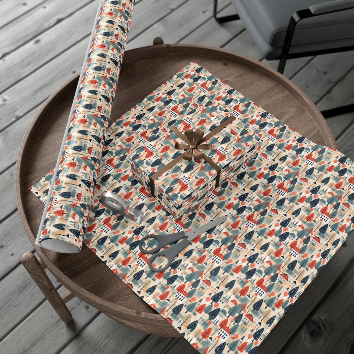 Neighborhood Full of Houses Minimalist Style Gift Wrap - Home Decor | ShirtyAgents