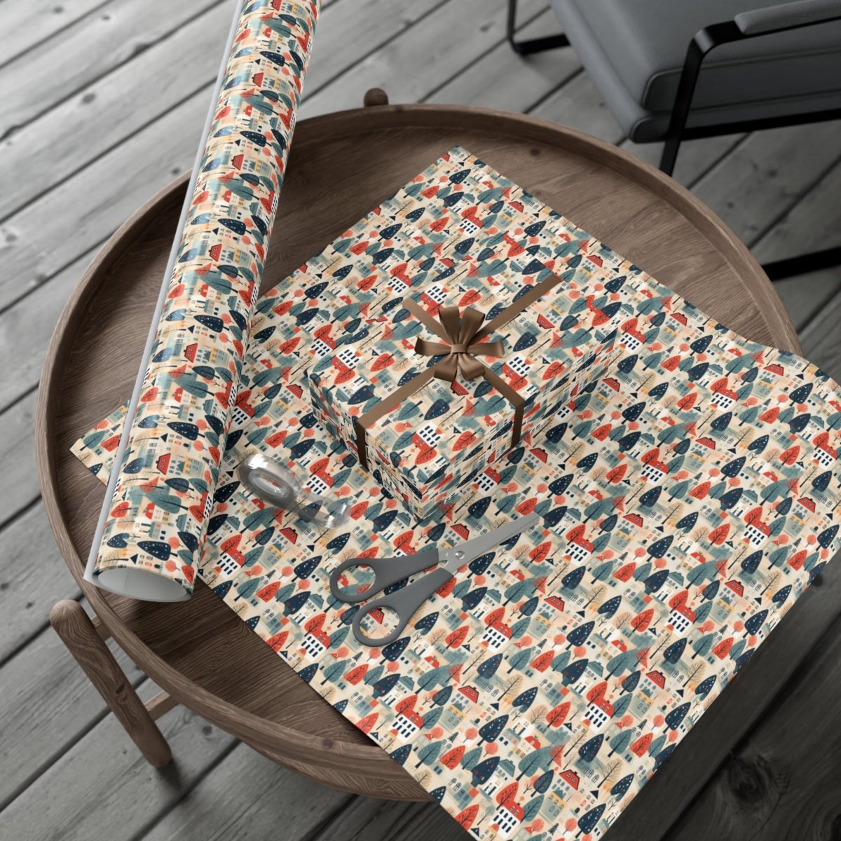 Neighborhood Full of Houses Minimalist Style Gift Wrap - Home Decor | ShirtyAgents
