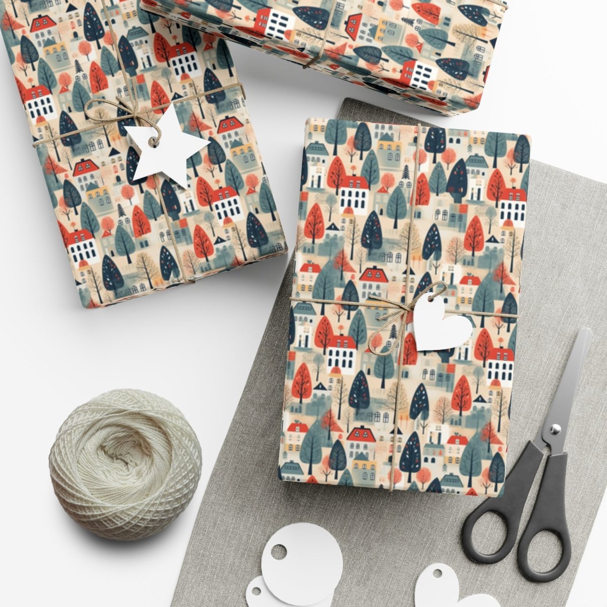 Neighborhood Full of Houses Minimalist Style Gift Wrap - Home Decor | ShirtyAgents