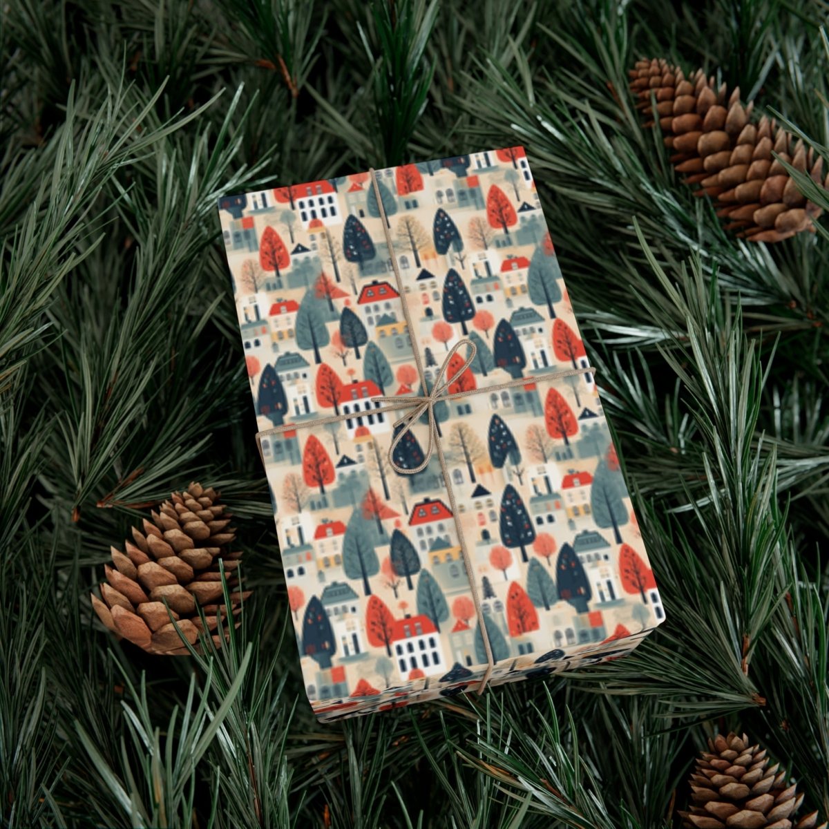Neighborhood Full of Houses Minimalist Style Gift Wrap - Home Decor | ShirtyAgents
