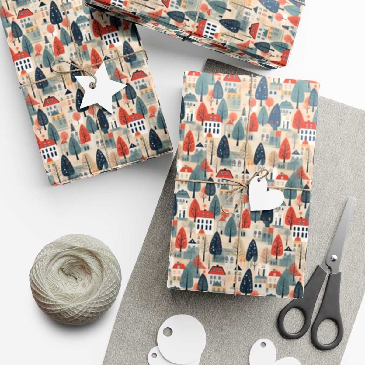 Neighborhood Full of Houses Minimalist Style Gift Wrap - Home Decor | ShirtyAgents