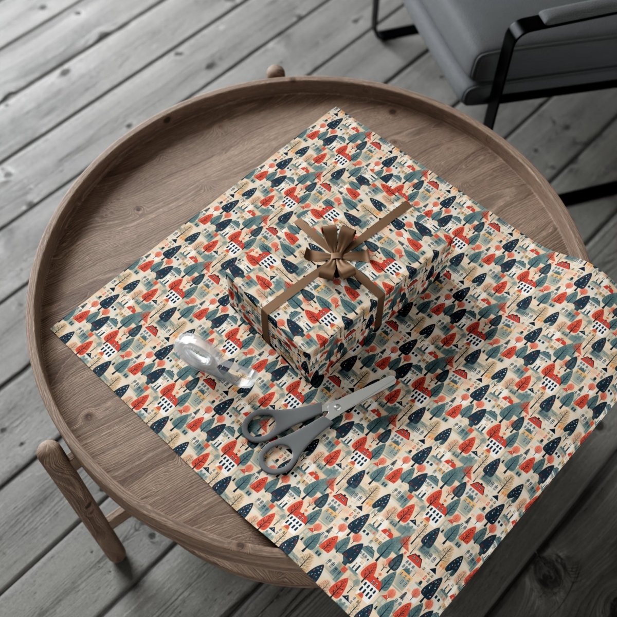 Neighborhood Full of Houses Minimalist Style Gift Wrap - Home Decor | ShirtyAgents