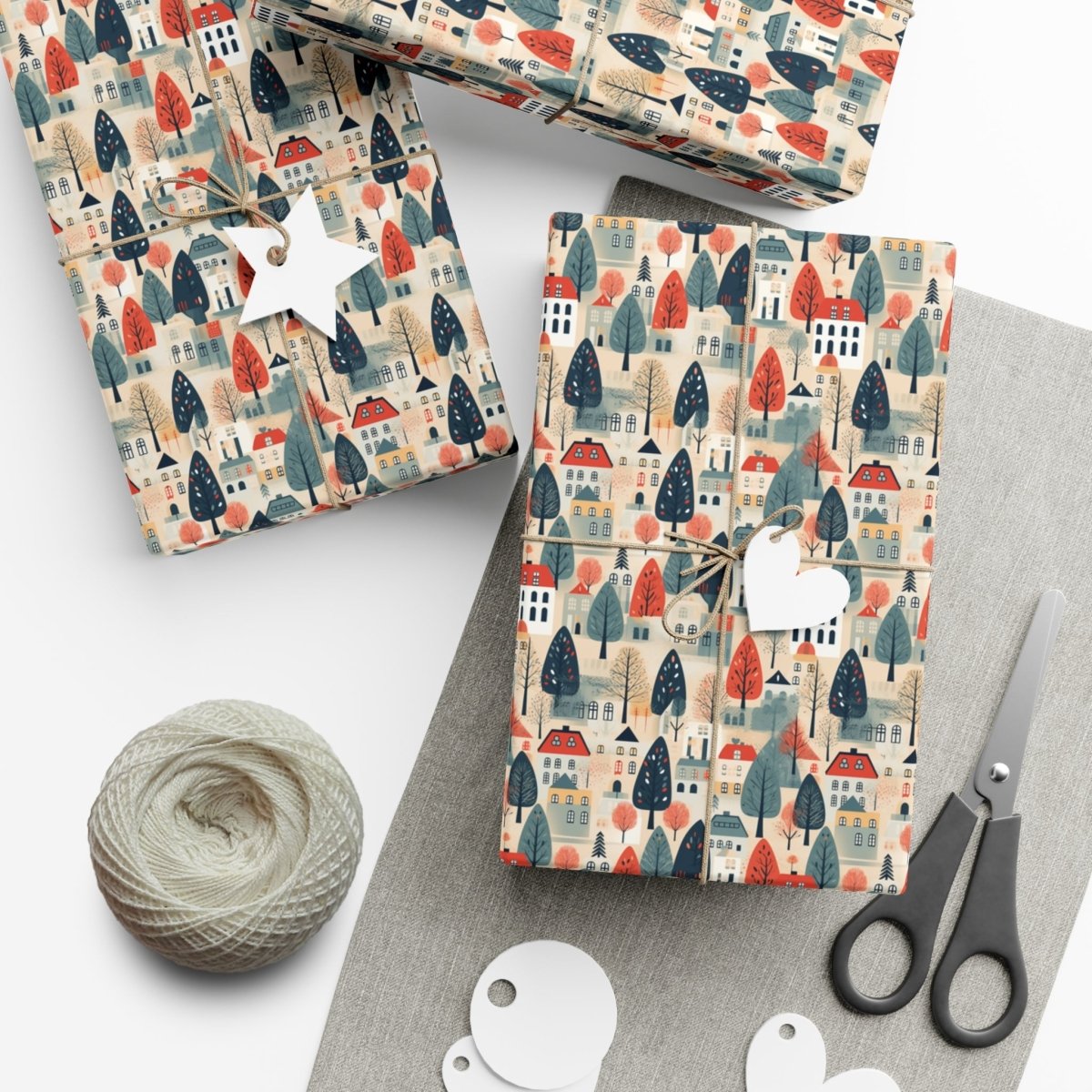 Neighborhood Full of Houses Minimalist Style Gift Wrap - Home Decor | ShirtyAgents