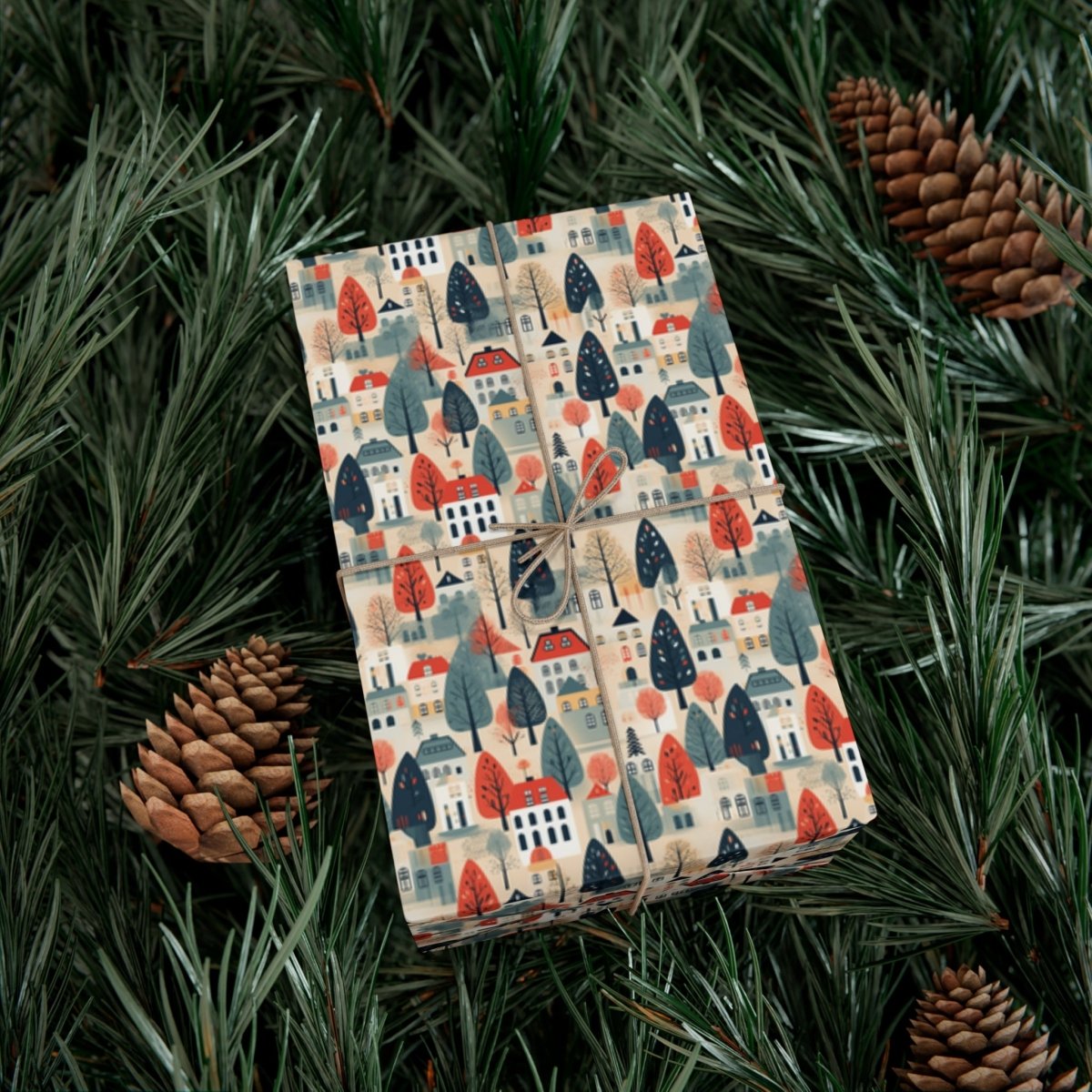 Neighborhood Full of Houses Minimalist Style Gift Wrap - Home Decor | ShirtyAgents