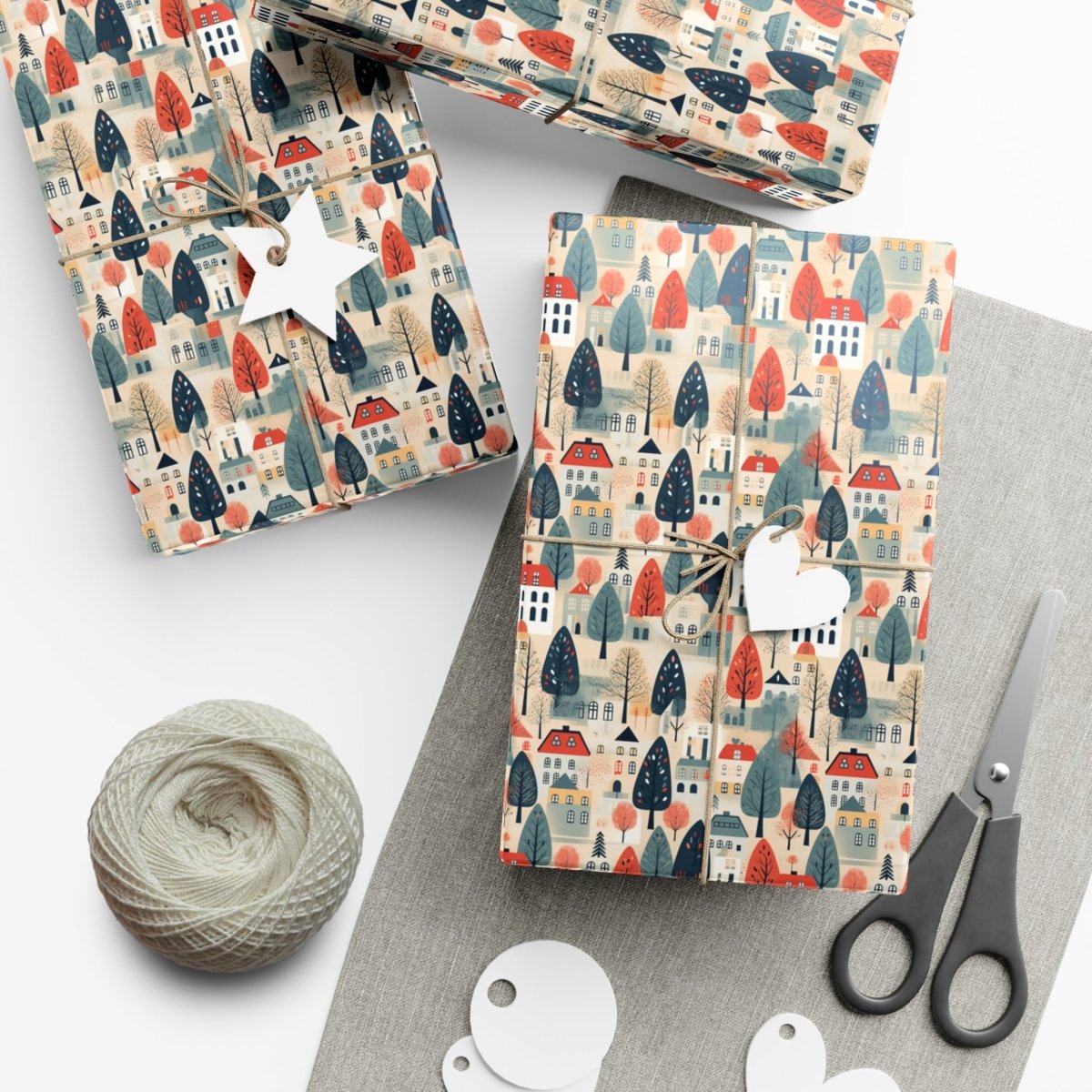 Neighborhood Full of Houses Minimalist Style Gift Wrap - Home Decor | ShirtyAgents