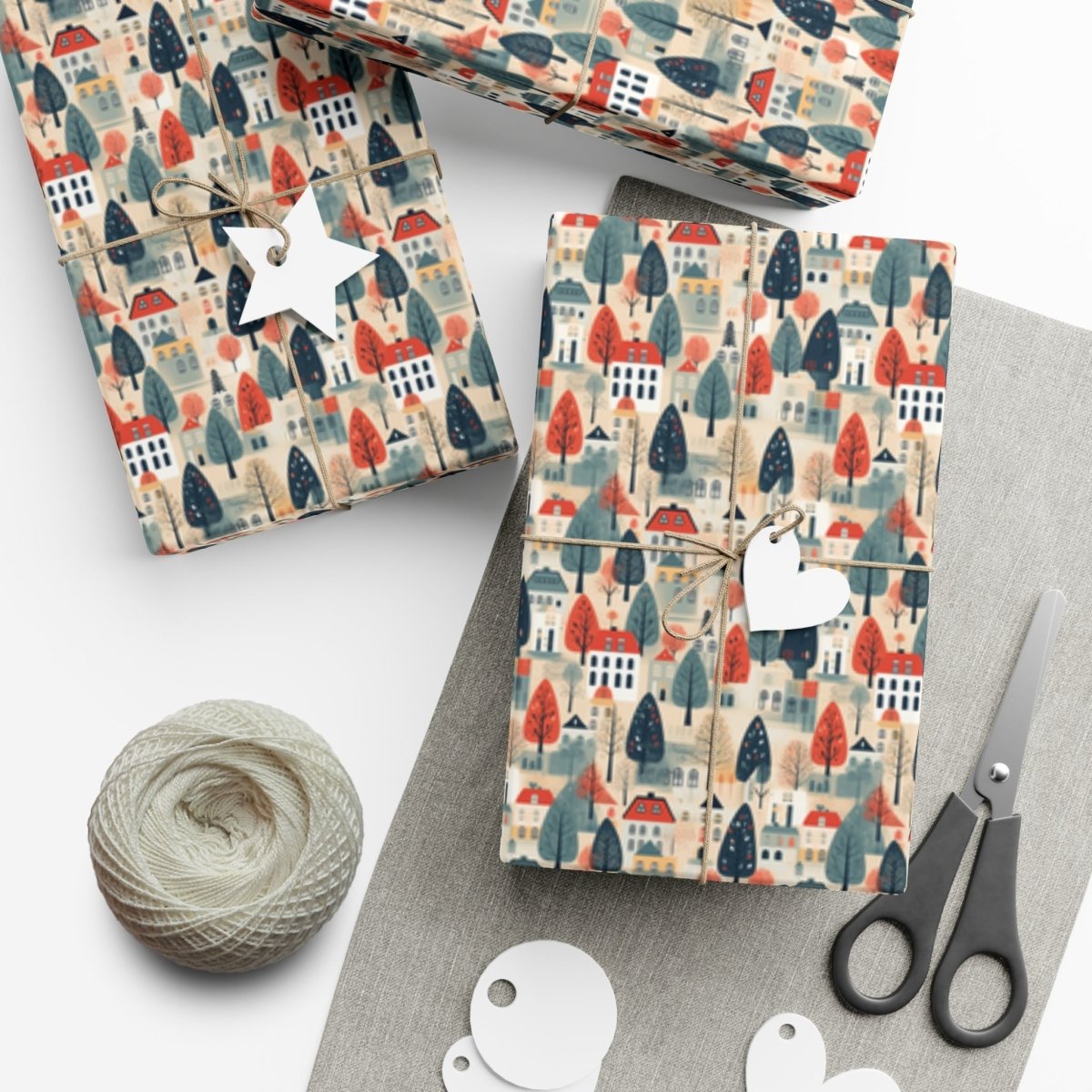 Neighborhood Full of Houses Minimalist Style Gift Wrap - Home Decor | ShirtyAgents