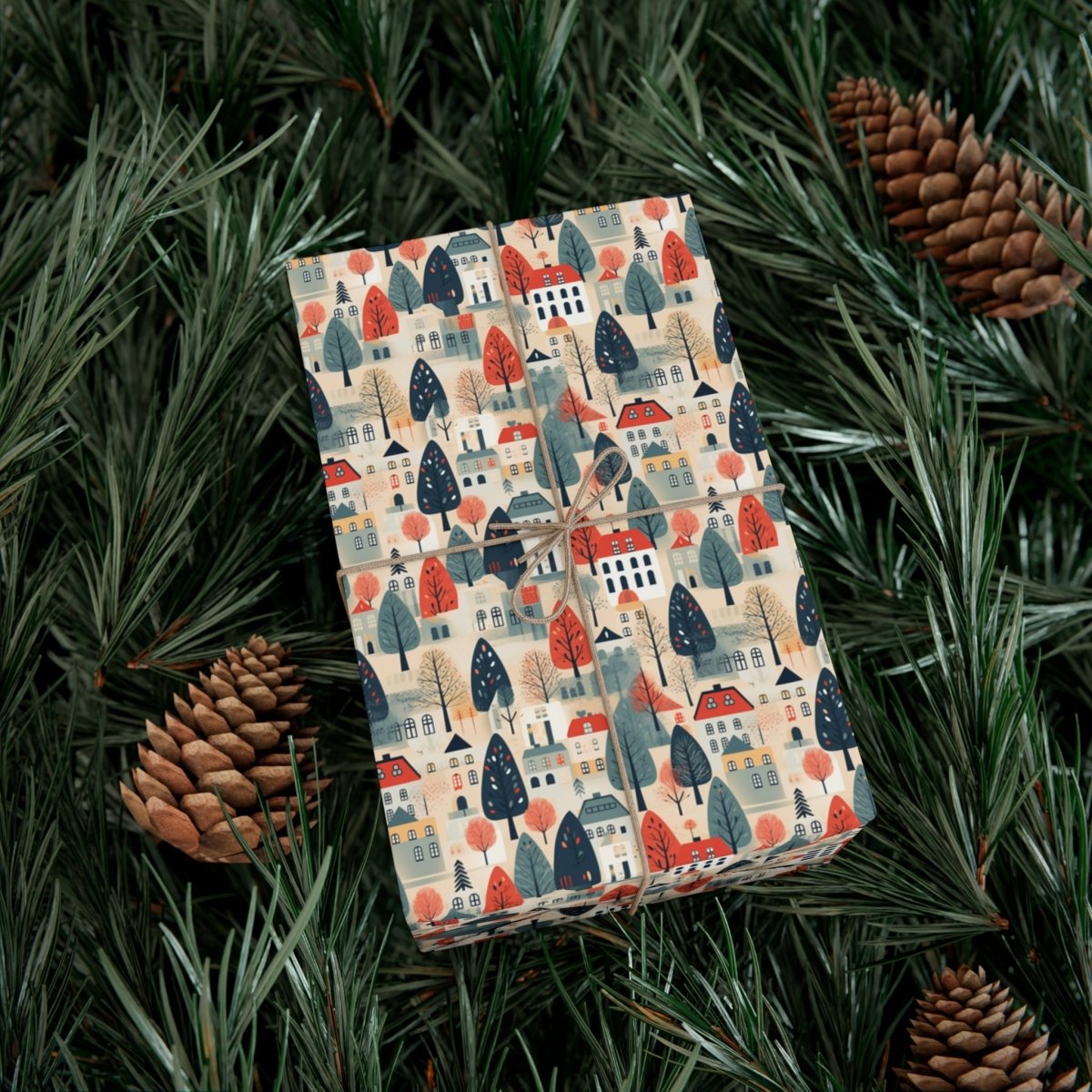 Neighborhood Full of Houses Minimalist Style Gift Wrap - Home Decor | ShirtyAgents