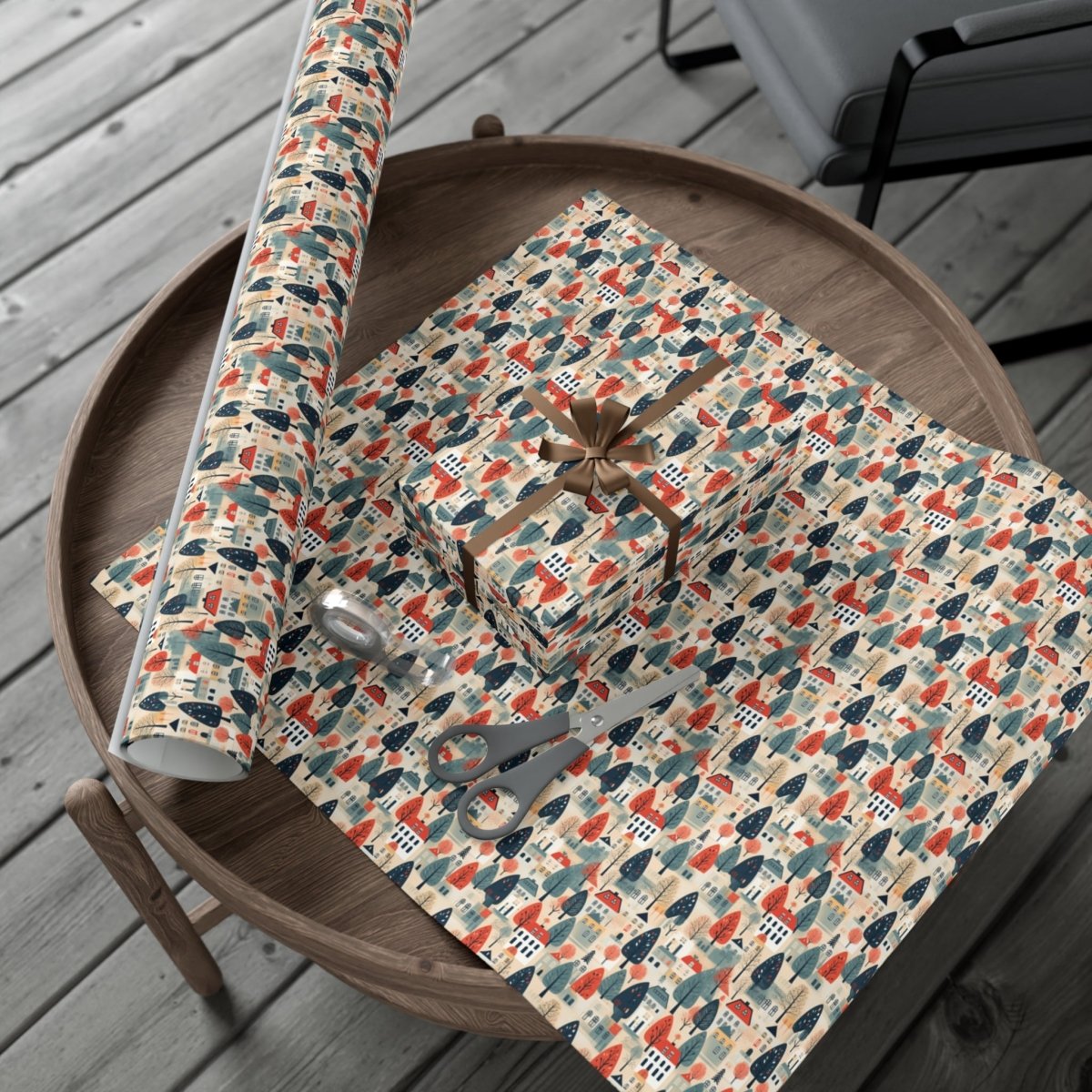 Neighborhood Full of Houses Minimalist Style Gift Wrap - Home Decor | ShirtyAgents