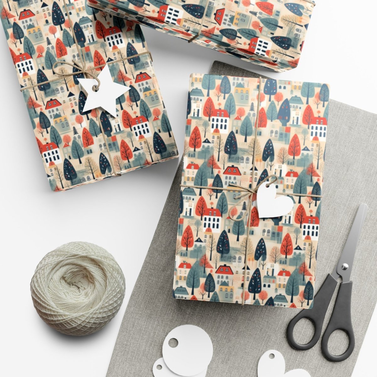 Neighborhood Full of Houses Minimalist Style Gift Wrap - Home Decor | ShirtyAgents