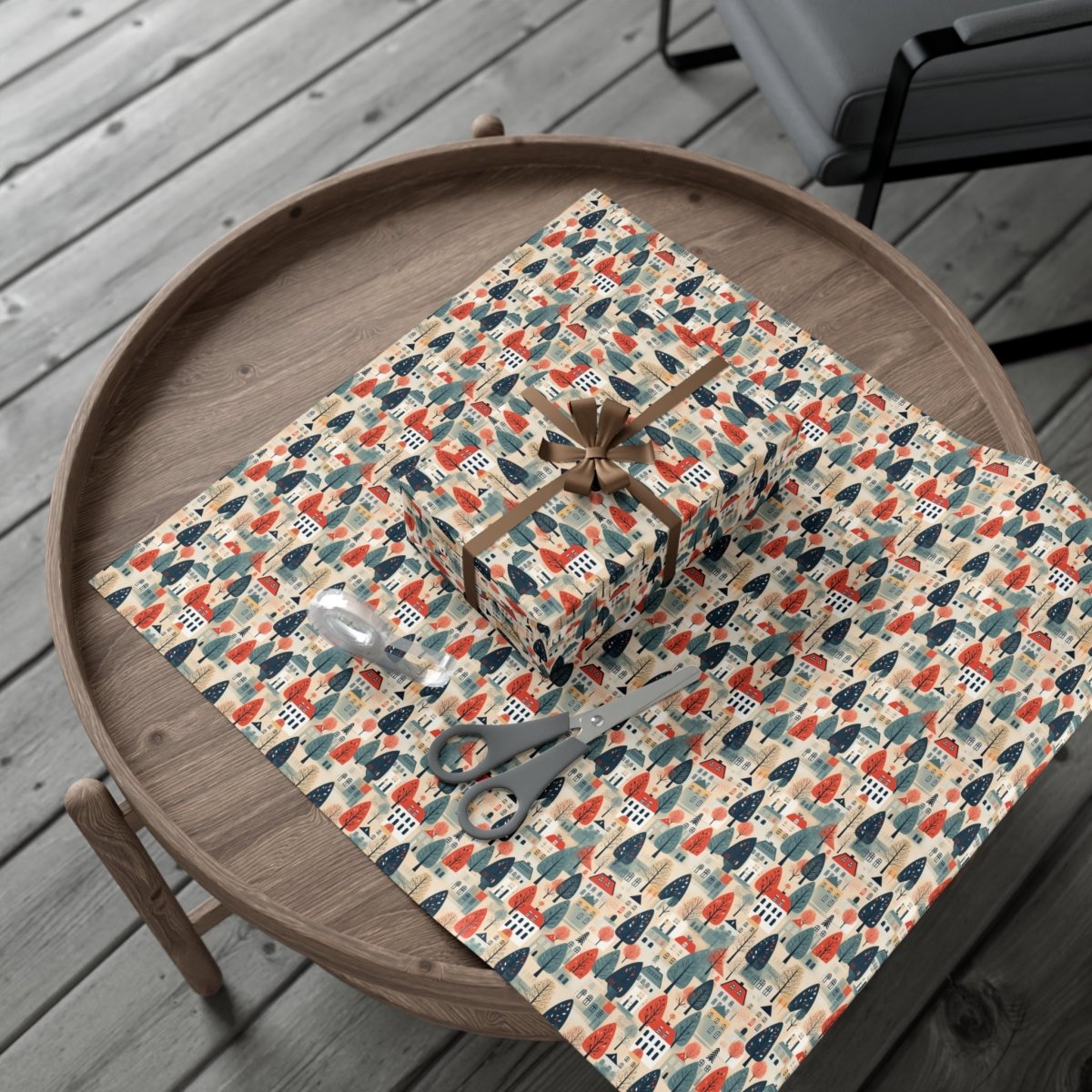 Neighborhood Full of Houses Minimalist Style Gift Wrap - Home Decor | ShirtyAgents