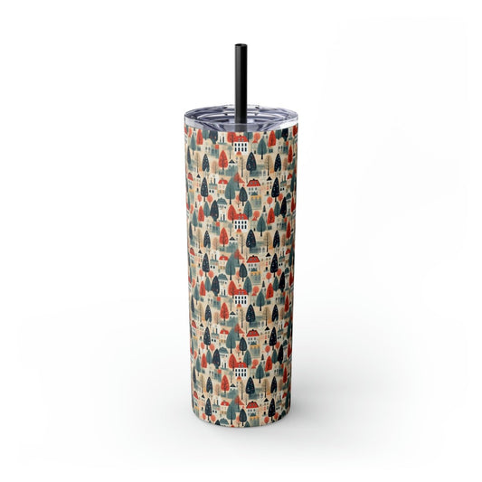 Neighborhood Full of Houses Minimalist Style Skinny Tumbler with Straw - Mug | ShirtyAgents