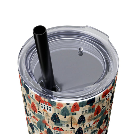 Neighborhood Full of Houses Minimalist Style Skinny Tumbler with Straw - Mug | ShirtyAgents